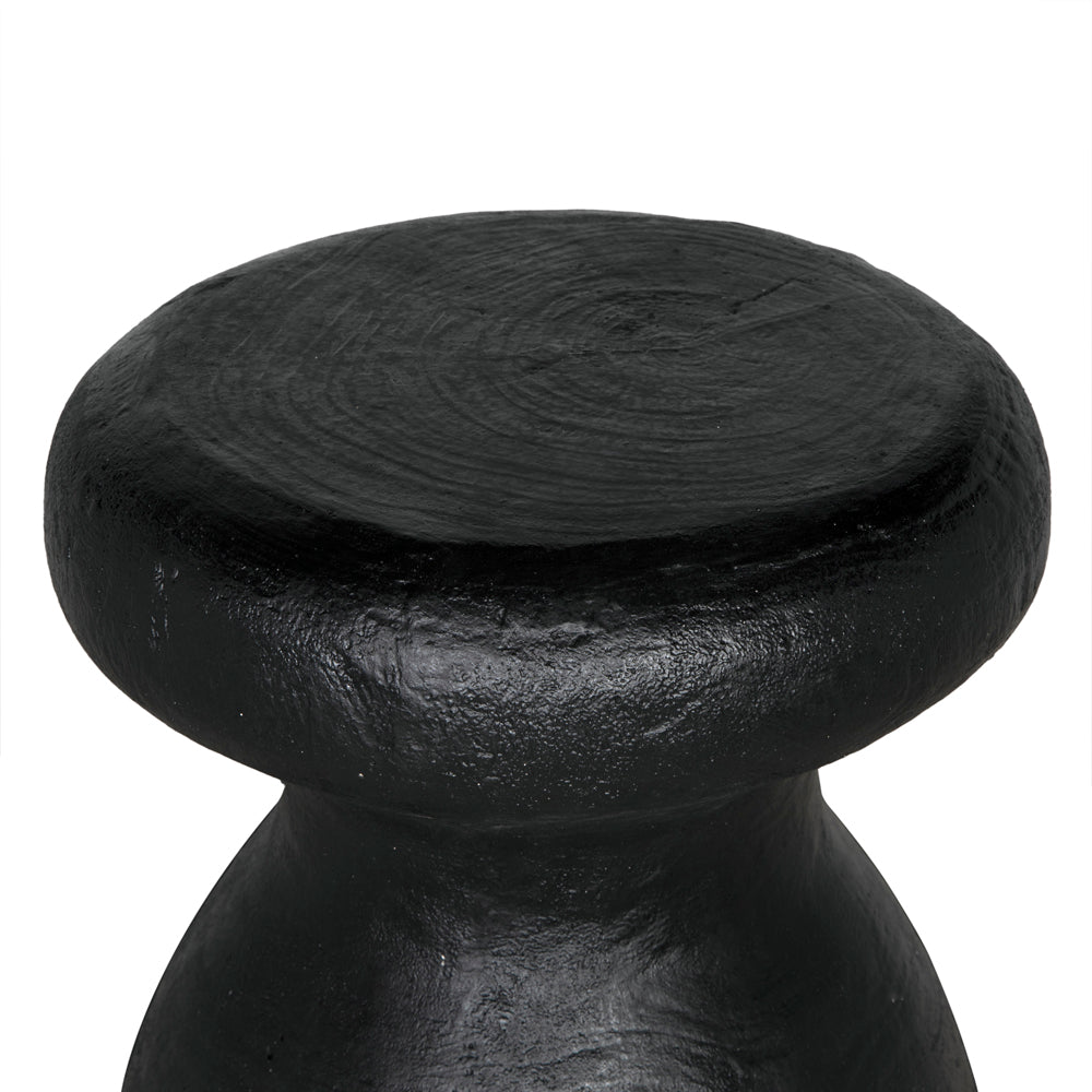 Samson Stool/Side Table, Black Burnt Resin
