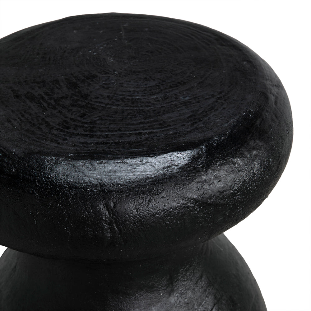 Samson Stool/Side Table, Black Burnt Resin