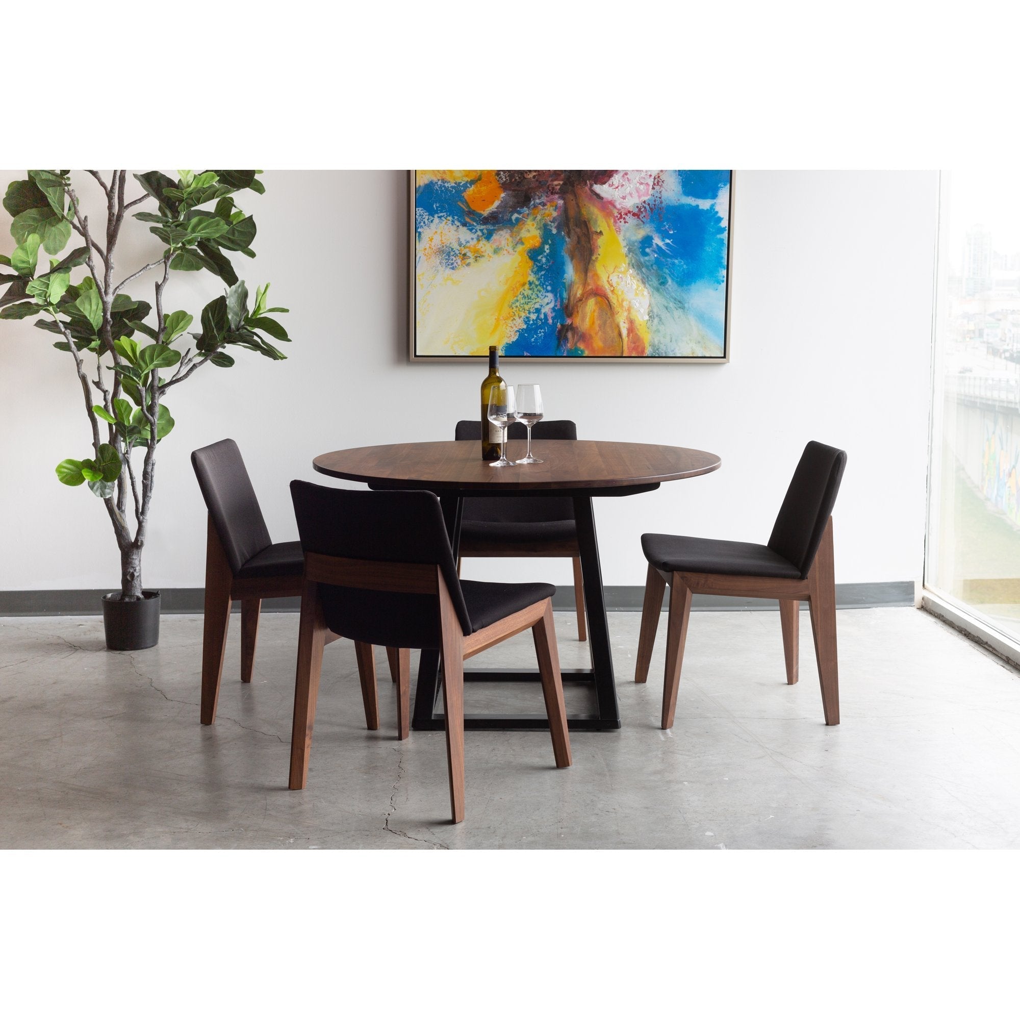 Deco Dining Chair, Black, Polyester, Set of 2