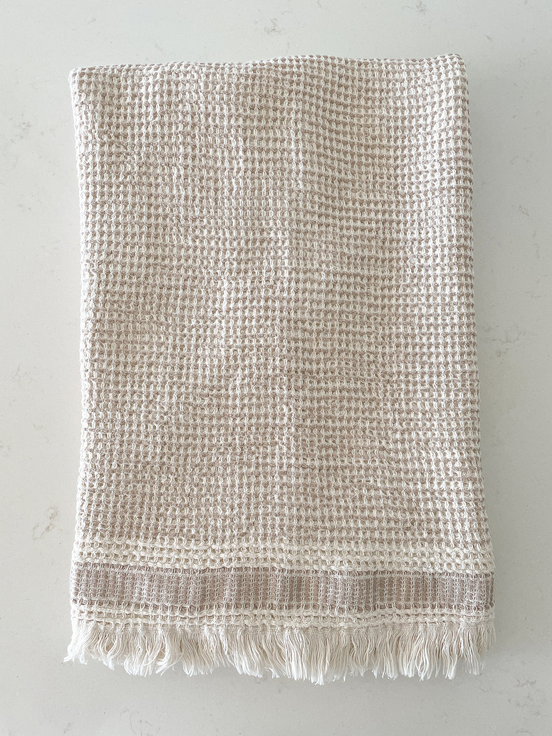 Waffle Striped Turkish Cotton Bath Towel