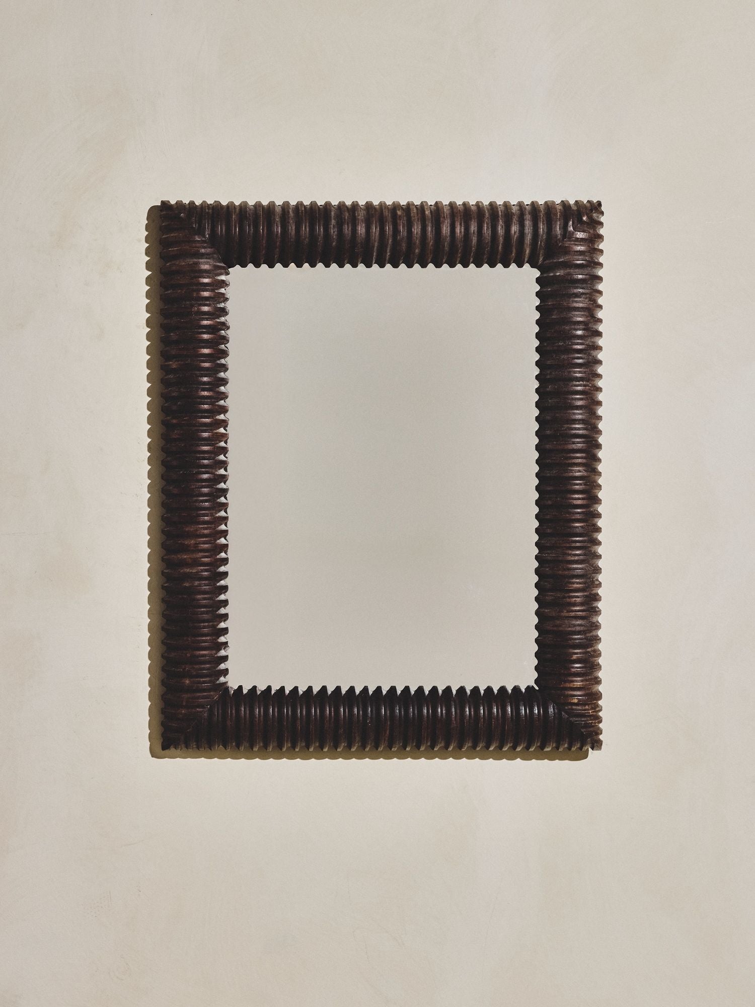 Ribbed Wood Frame Mirror