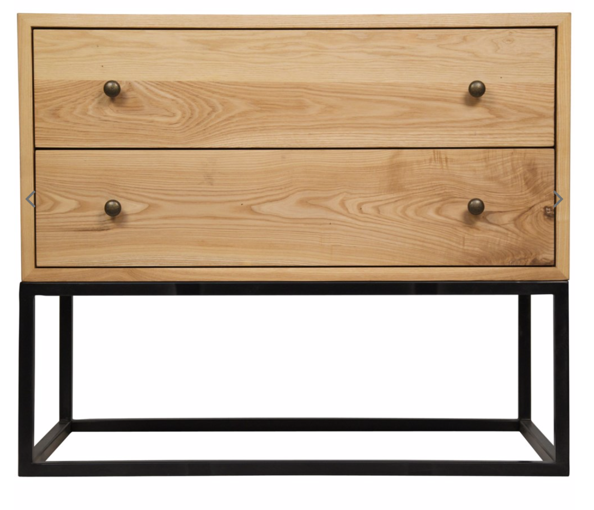Downtown Side Table, Elm and Black Metal