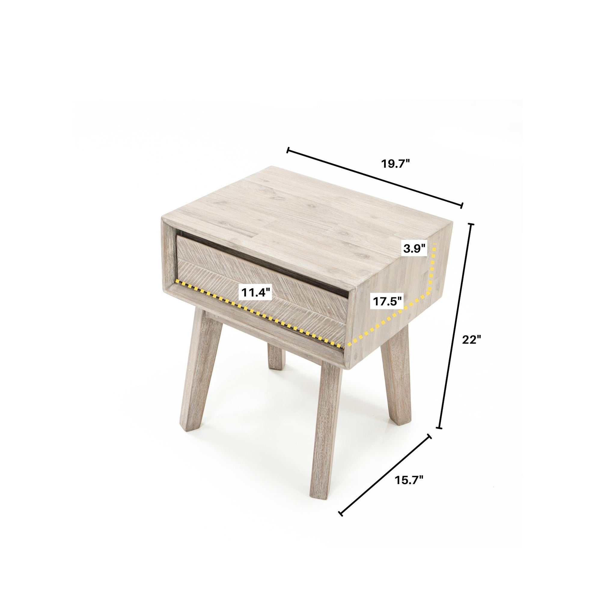 Gia 1 Drawer Nightstand - Light Driftwood