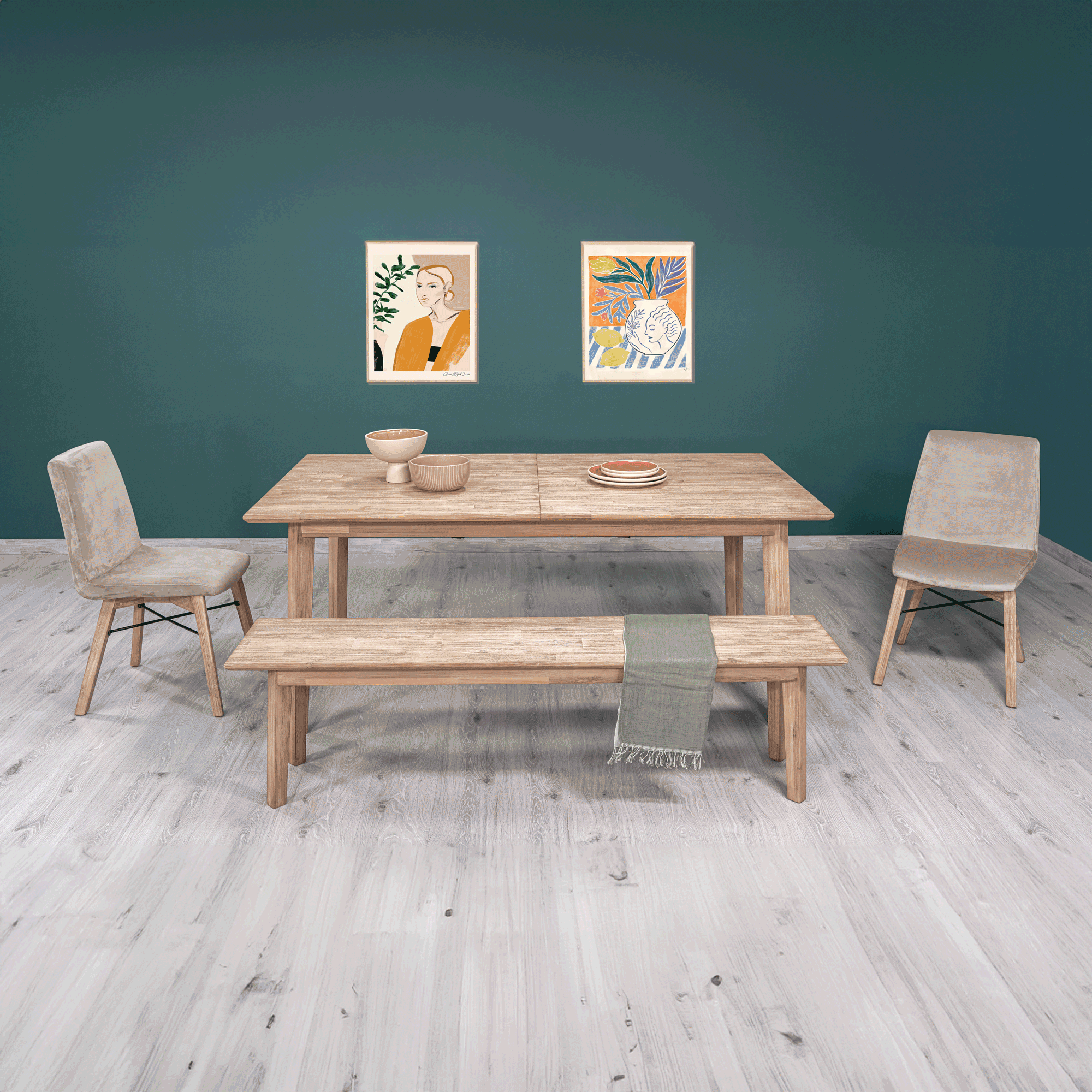 Gia Extension Dining Table - Light Driftwood