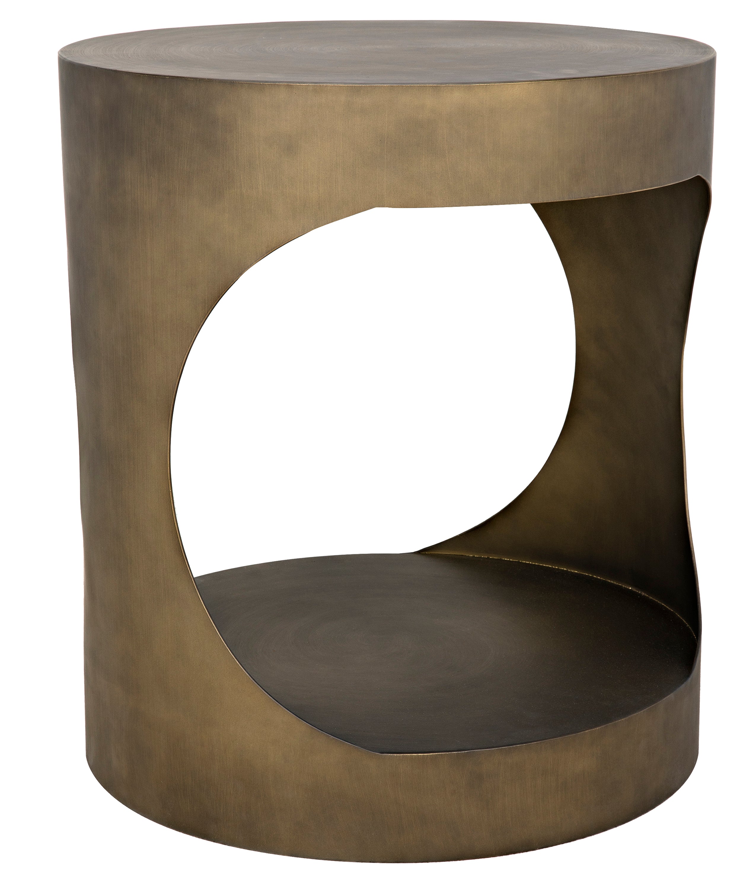 Eclipse Round Side Table, Metal with Aged Brass Finish