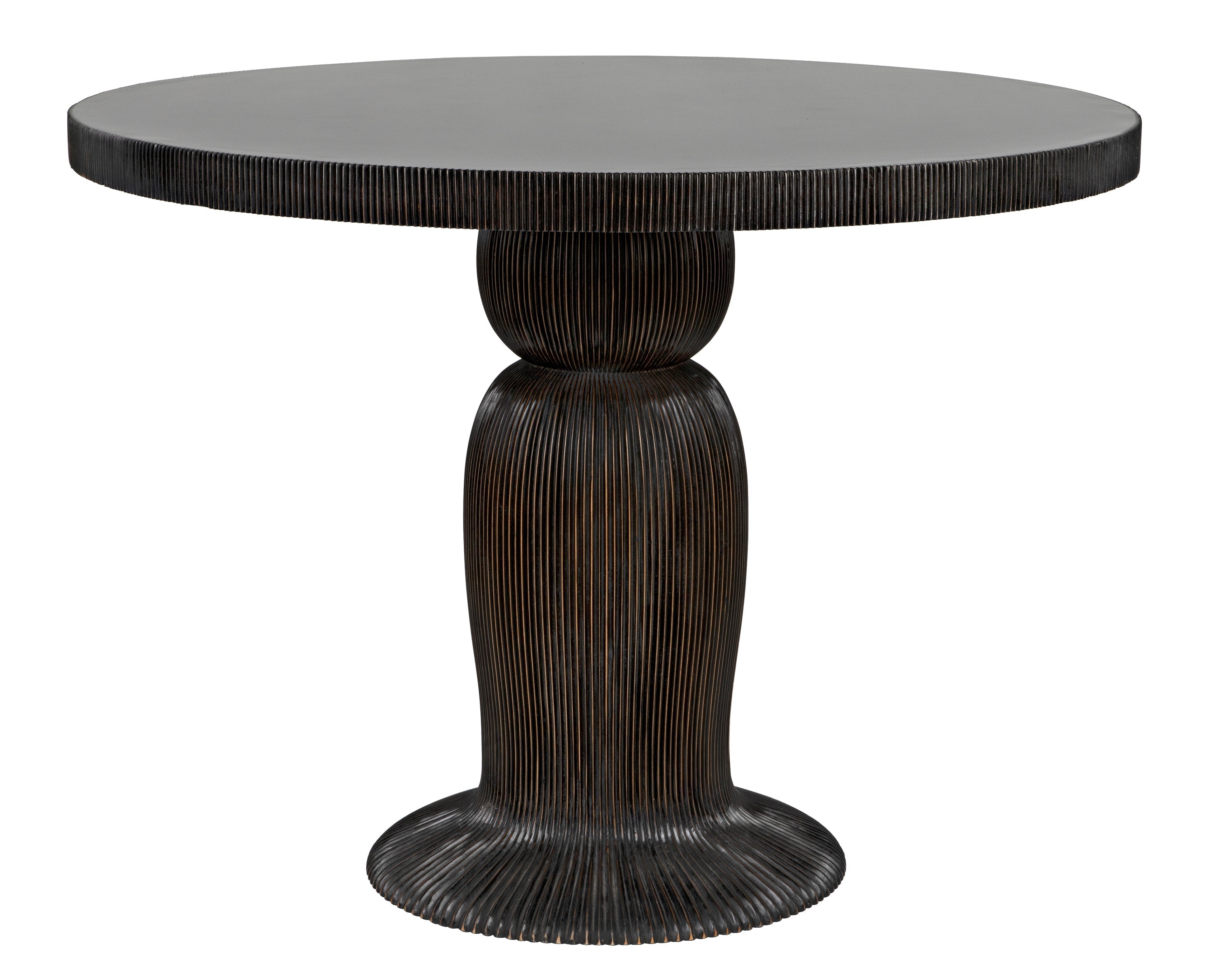 Portobello Dining Table, Hand Rubbed Black with Light Brown Trim