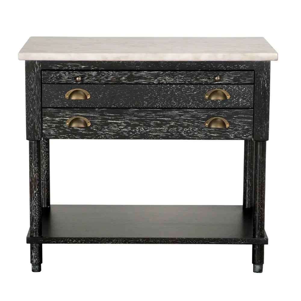 Artemio Side Table With Marble Top, Black Walnut