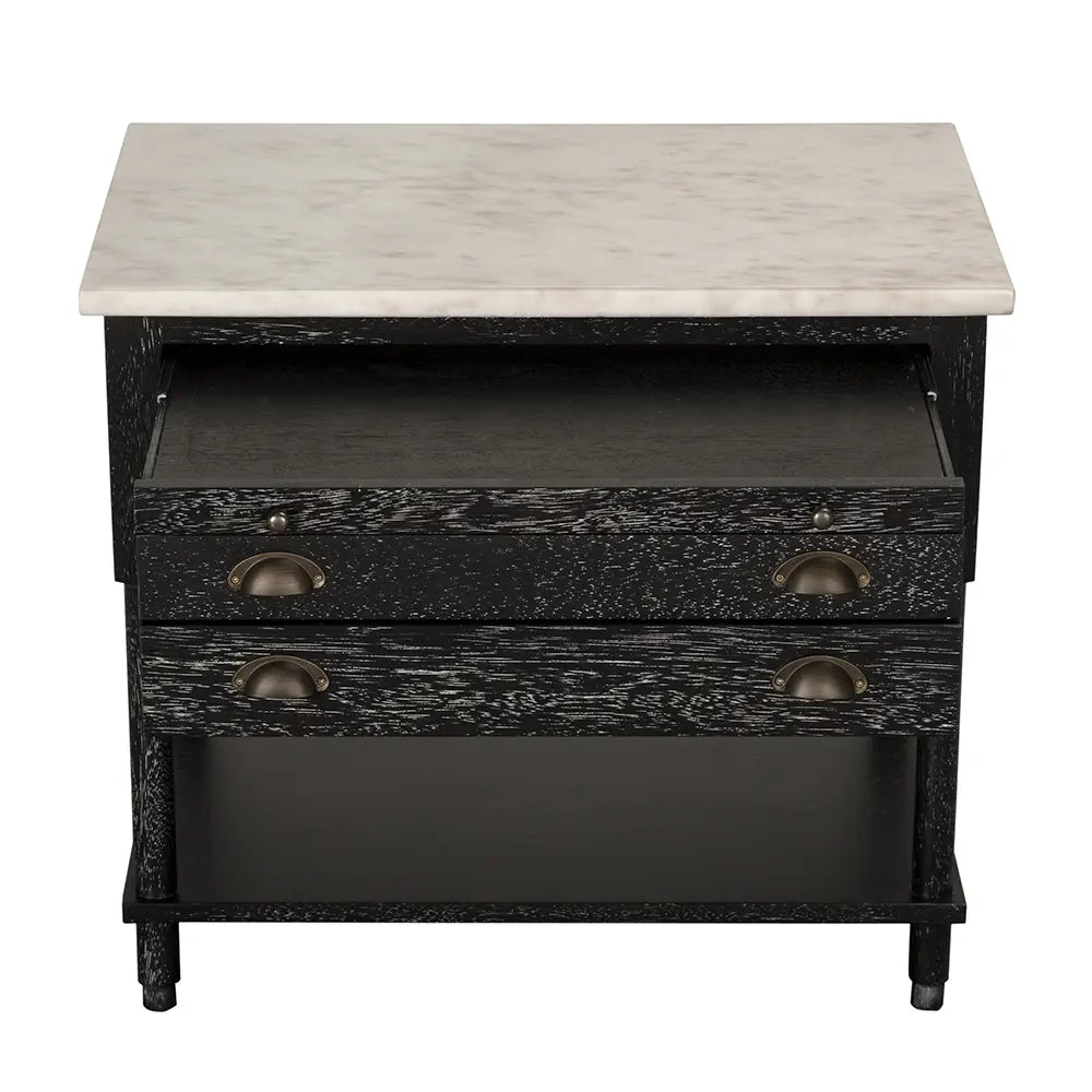 Artemio Side Table With Marble Top, Black Walnut