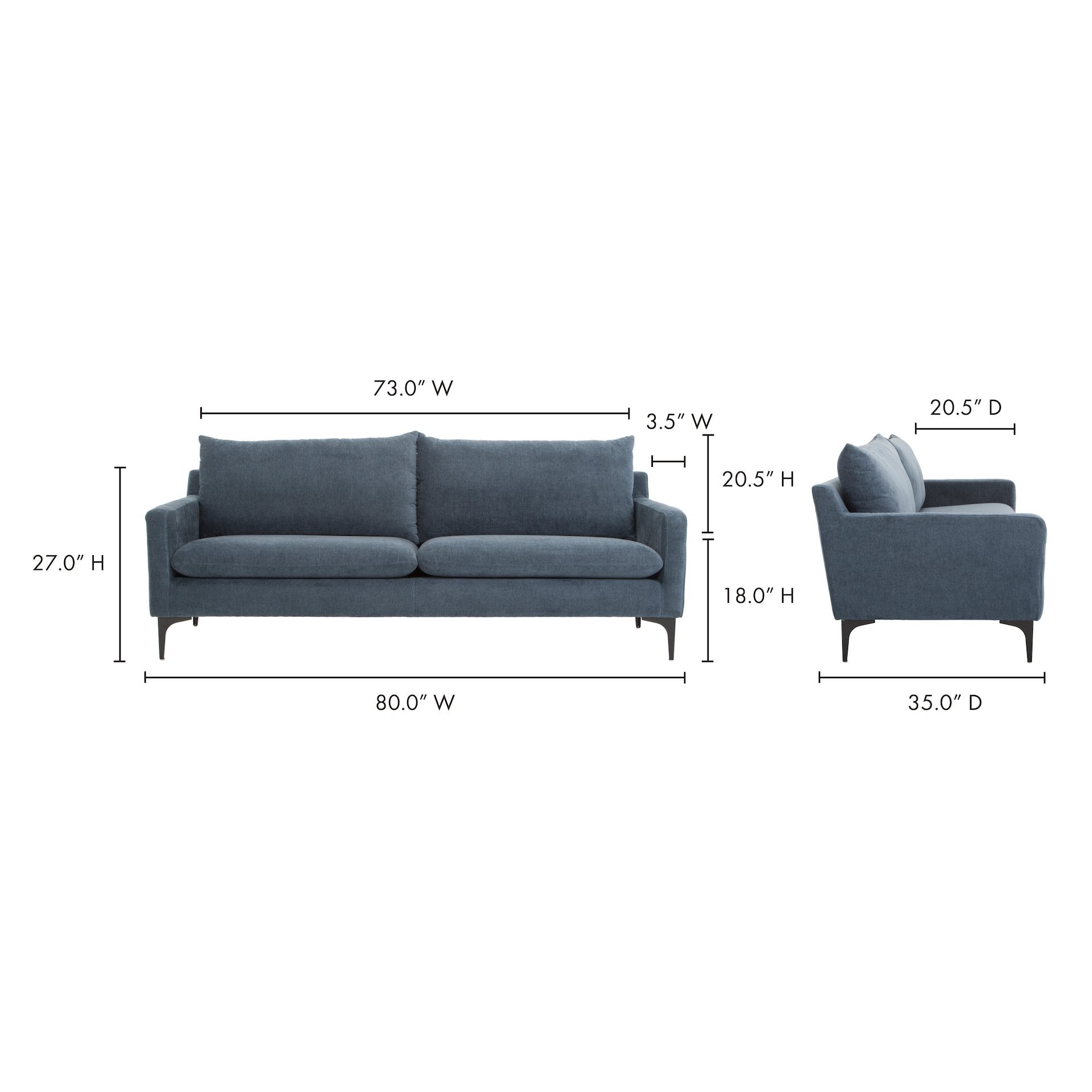 Paris Sofa, Dusty Blue
