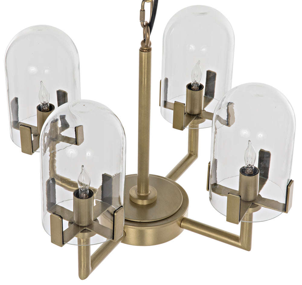 Bistro Chandelier, Antique Brass
