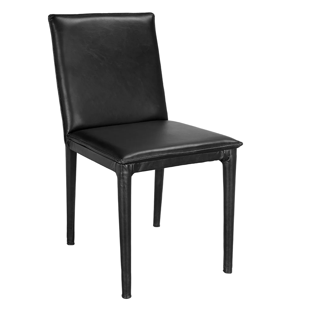 Newton Dining Chair, Ebony Black Leather