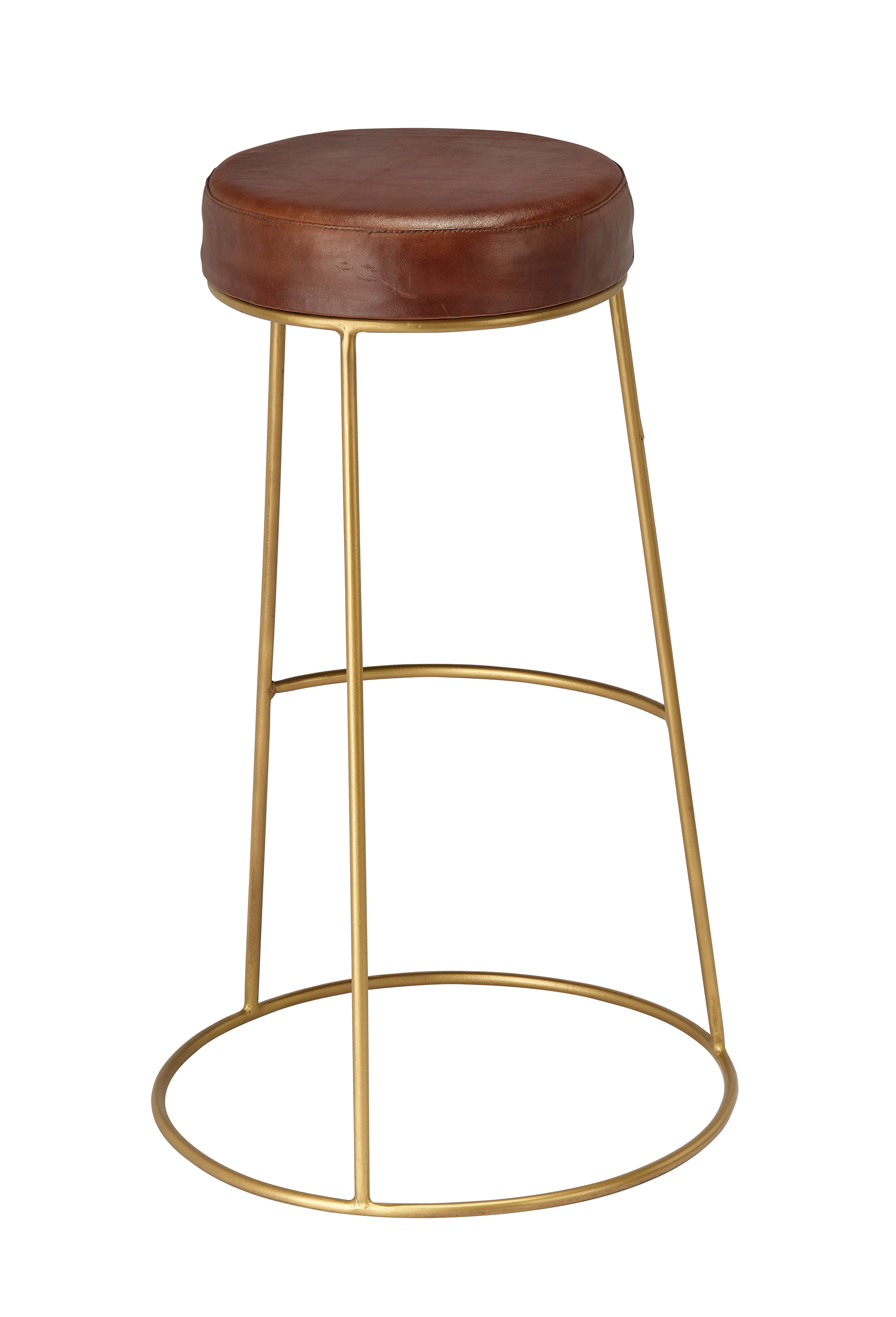 Henry Round Leather Bar Stool