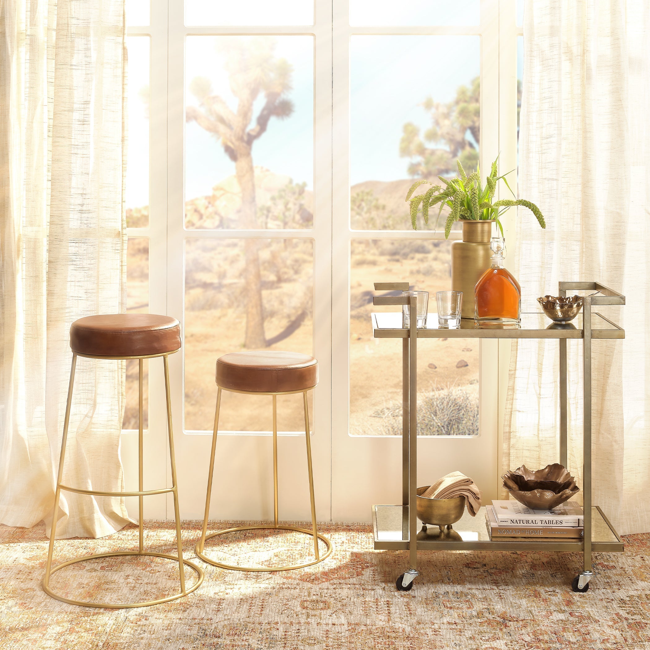 Henry Round Leather Counter Stool