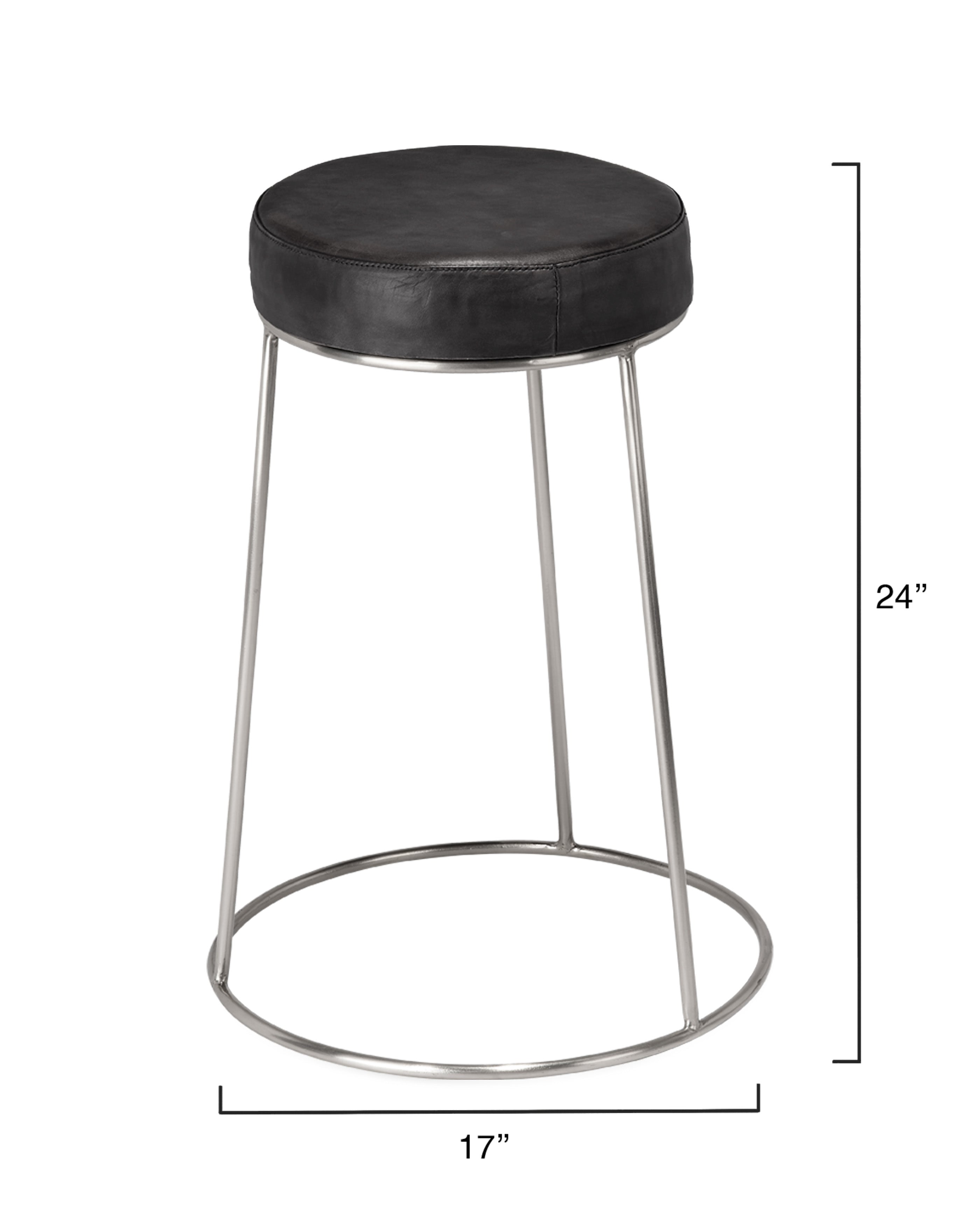 Henry Round Leather Counter Stool