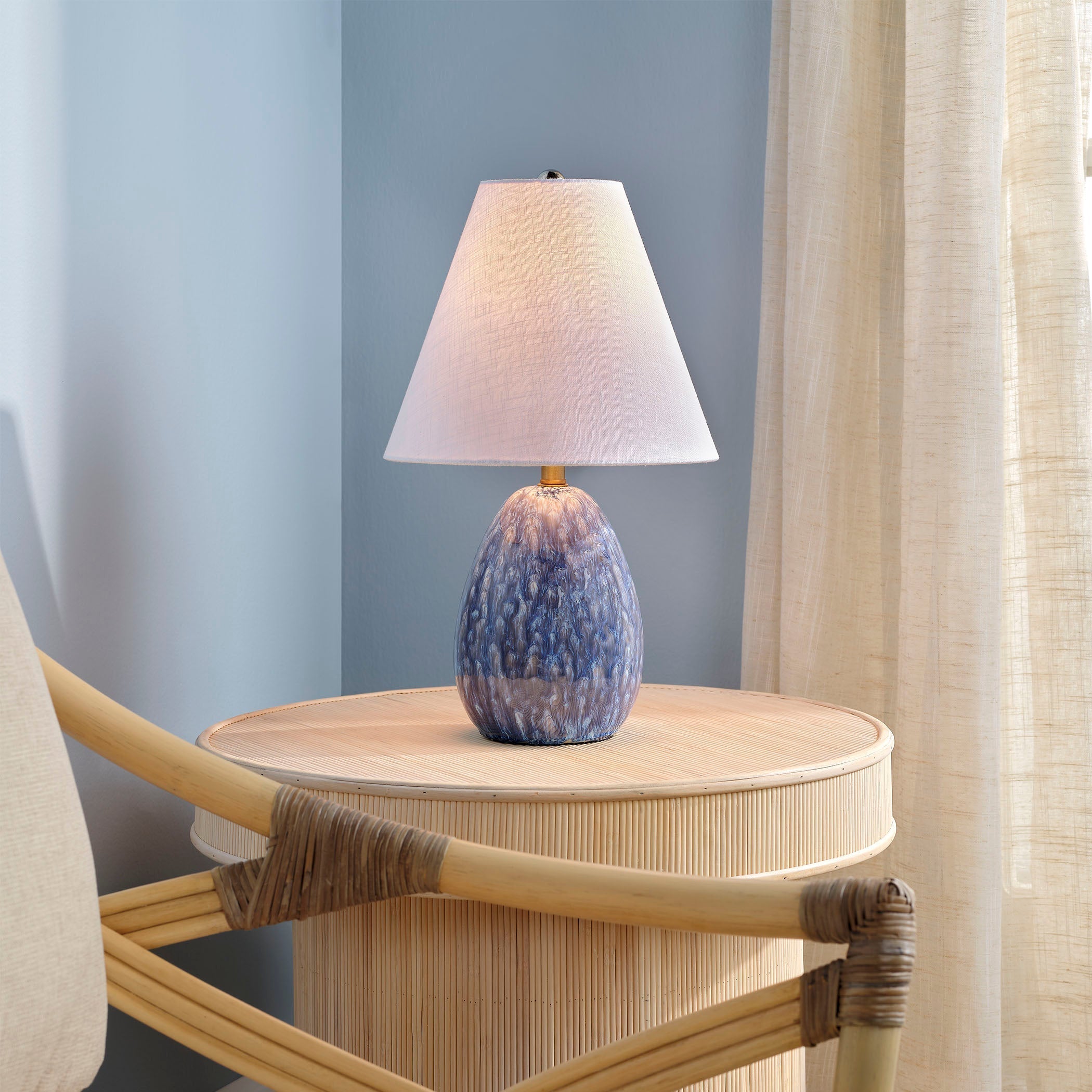 Raindrop Ceramic Table Lamp with Linen Shade