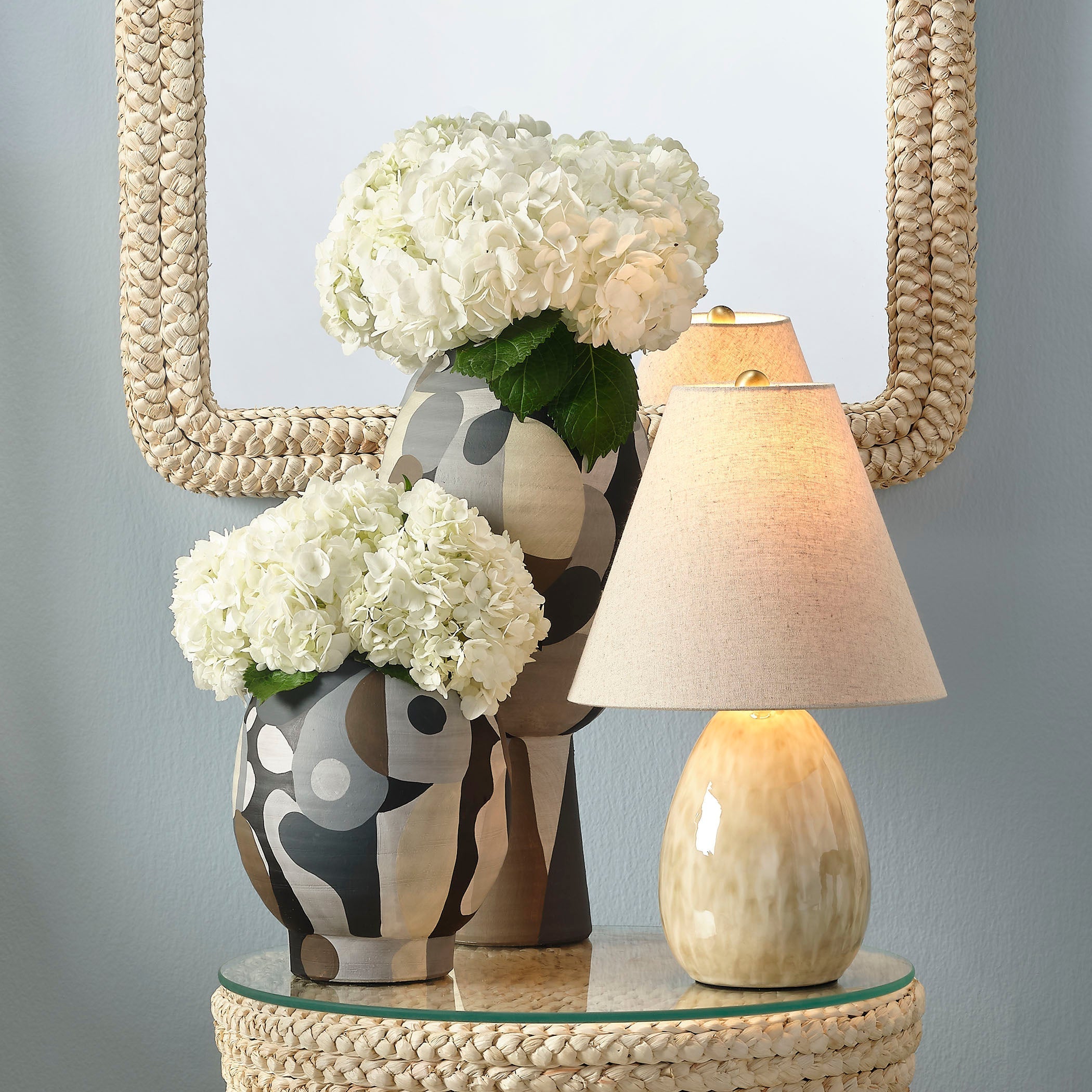 Raindrop Ceramic Table Lamp with Linen Shade