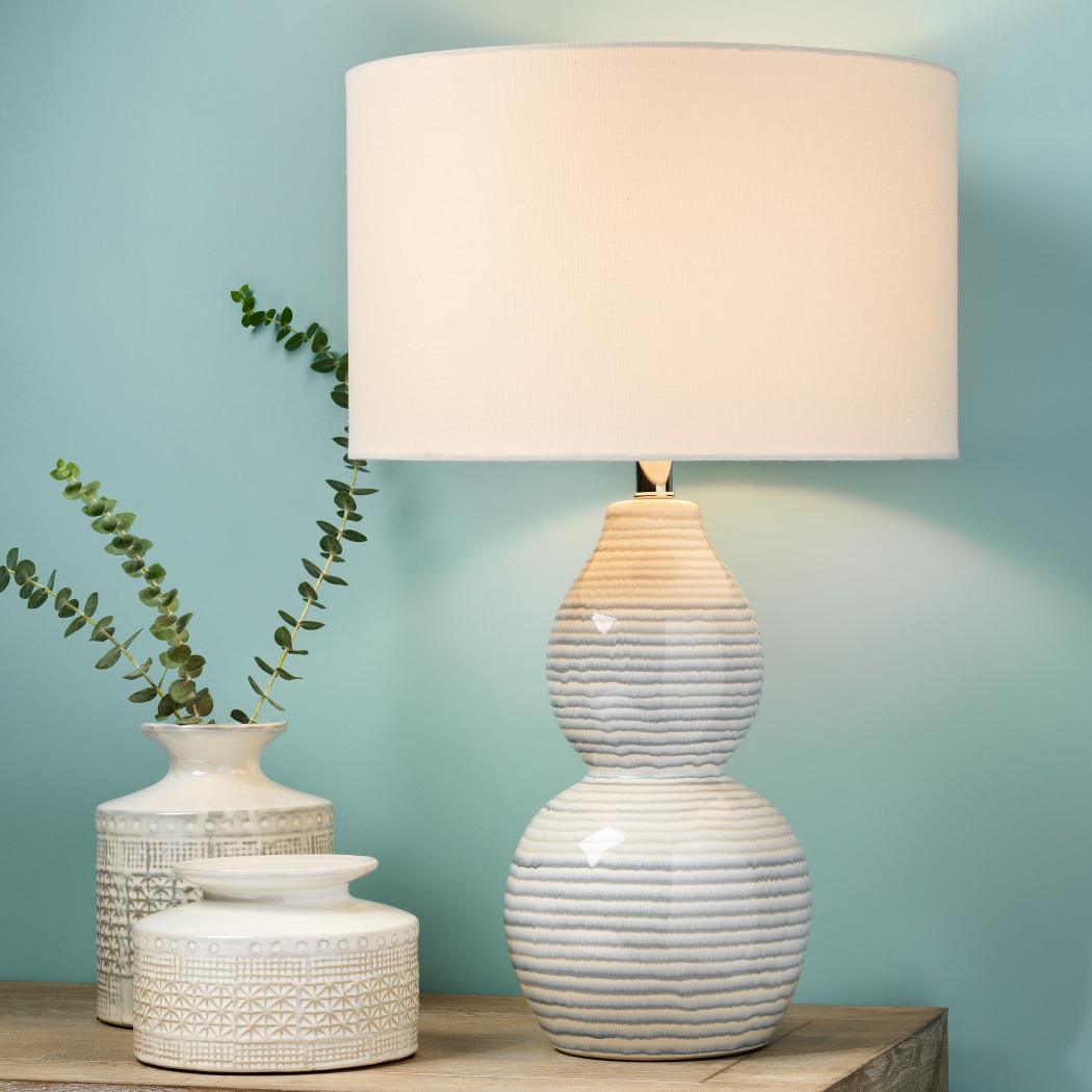 Catalina Wave Table Lamp-White-Blue-Bulbs included