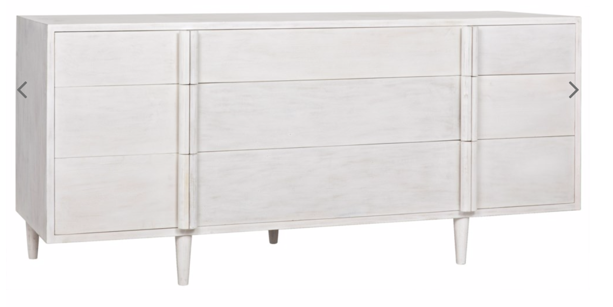 Morten 9 Drawer Dresser, White Wash
