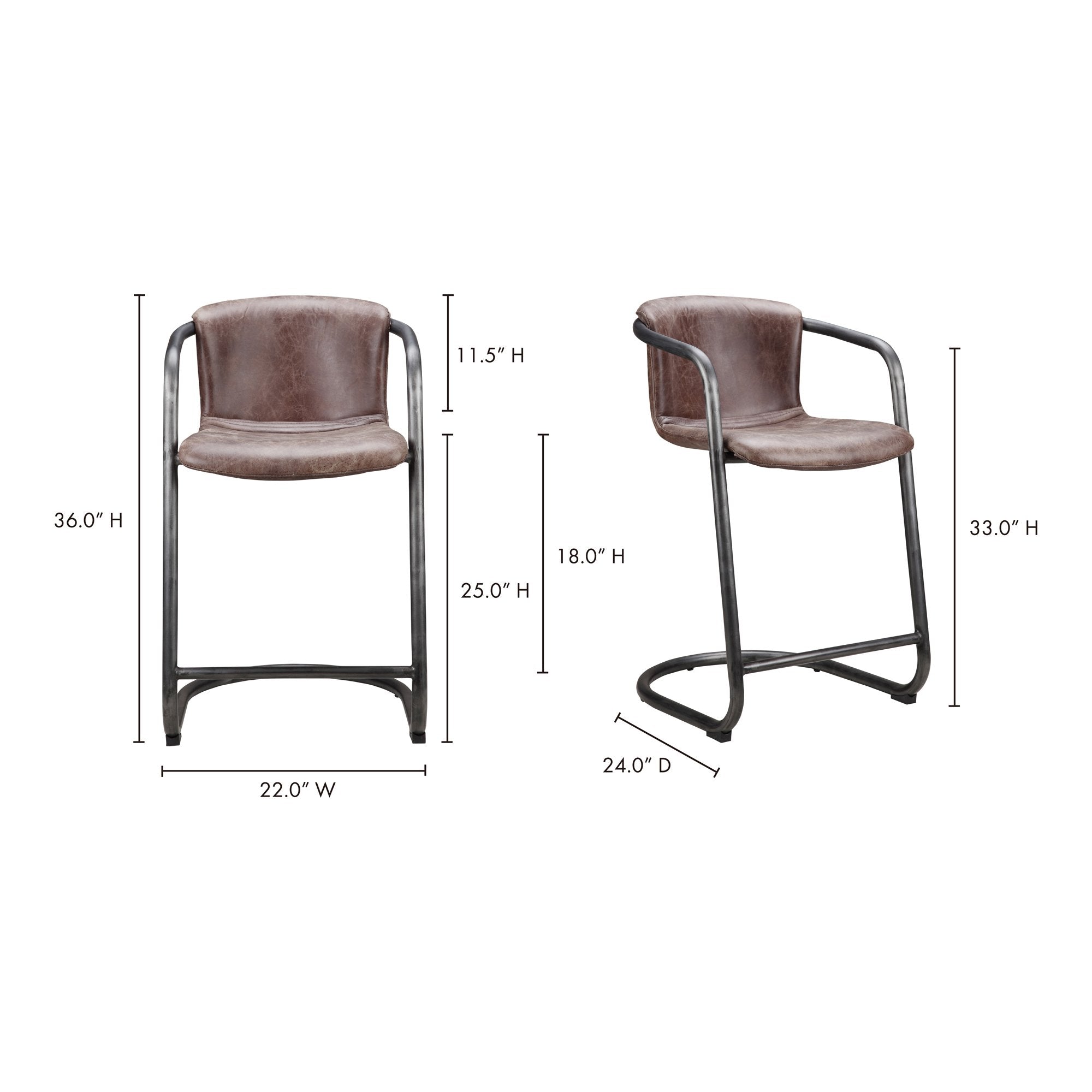 Freeman Counter Stool, Brown, Set of 2