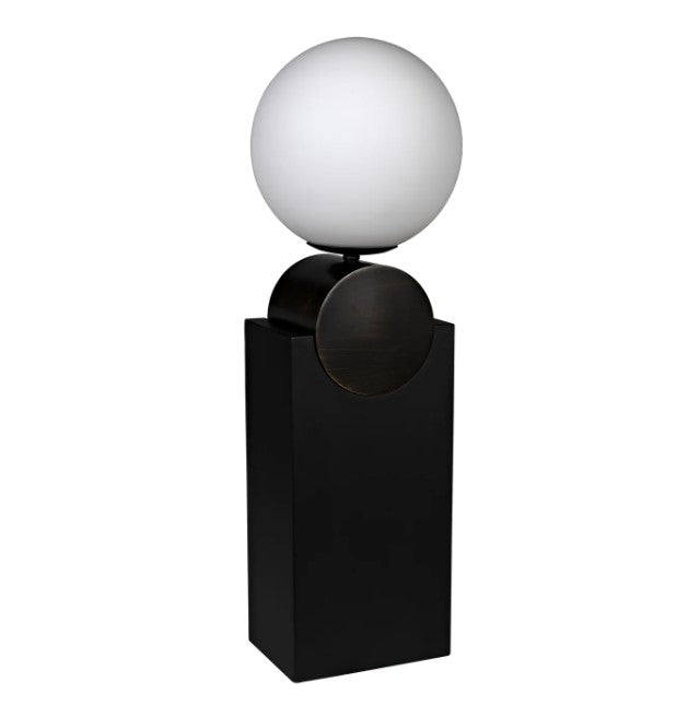 Kate Table Lamp, Black Metal with Antique Brass Accent