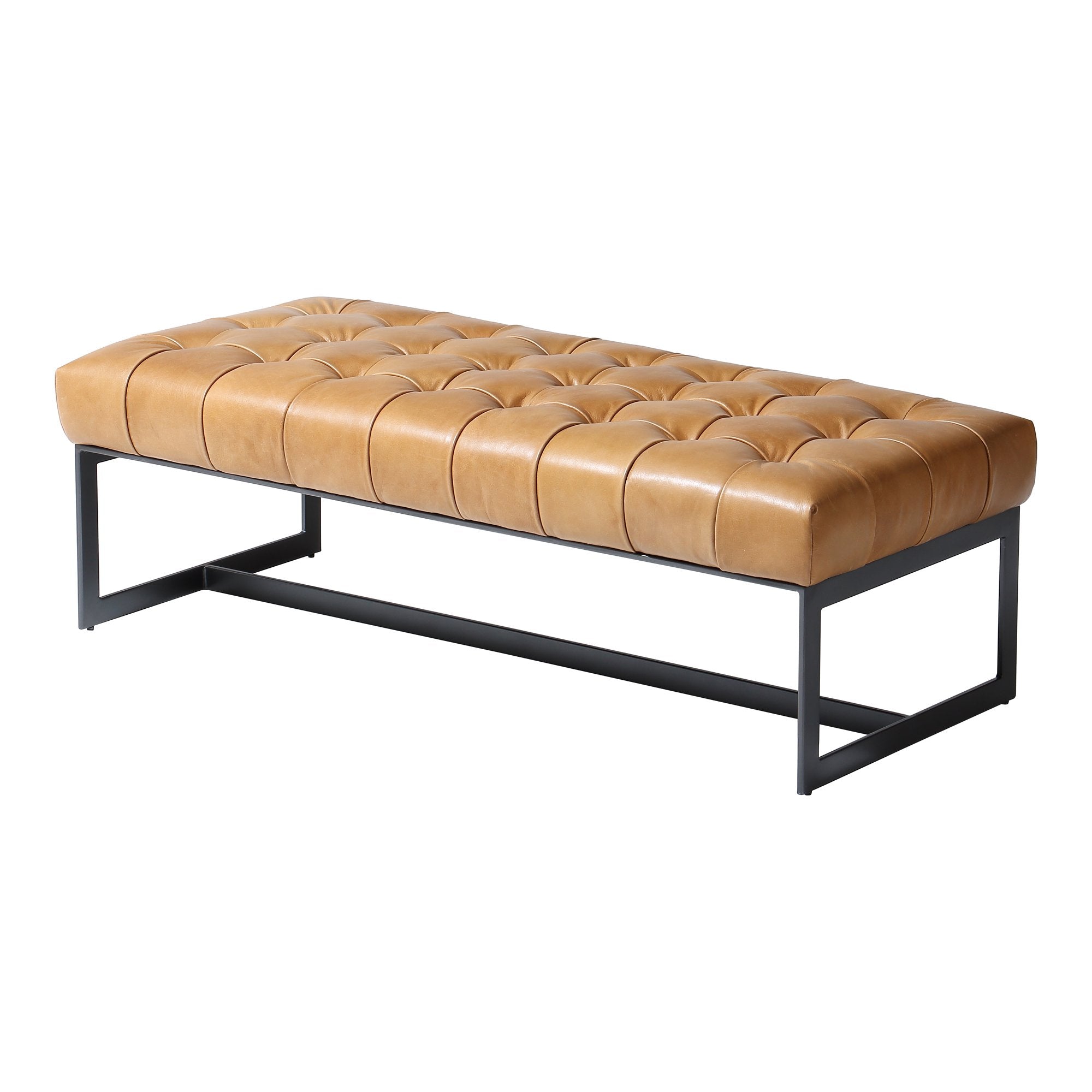 Wyatt Leather Bench, Tan