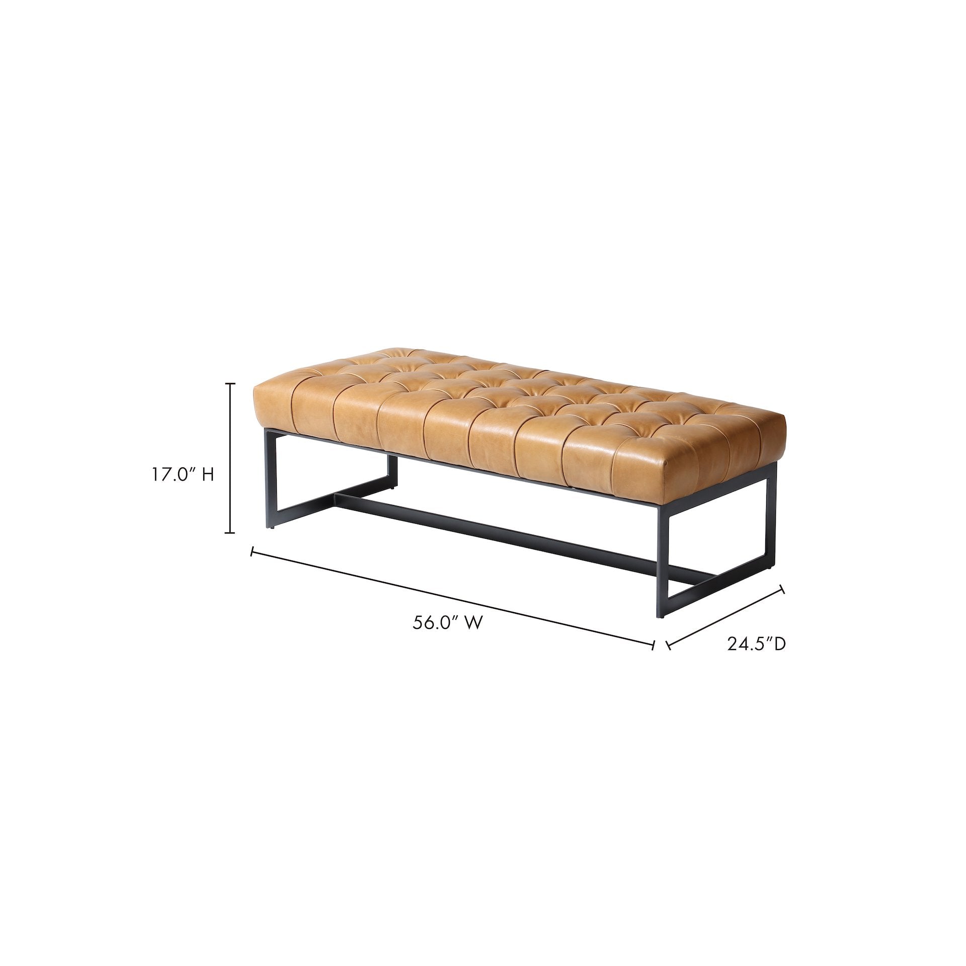 Wyatt Leather Bench, Tan