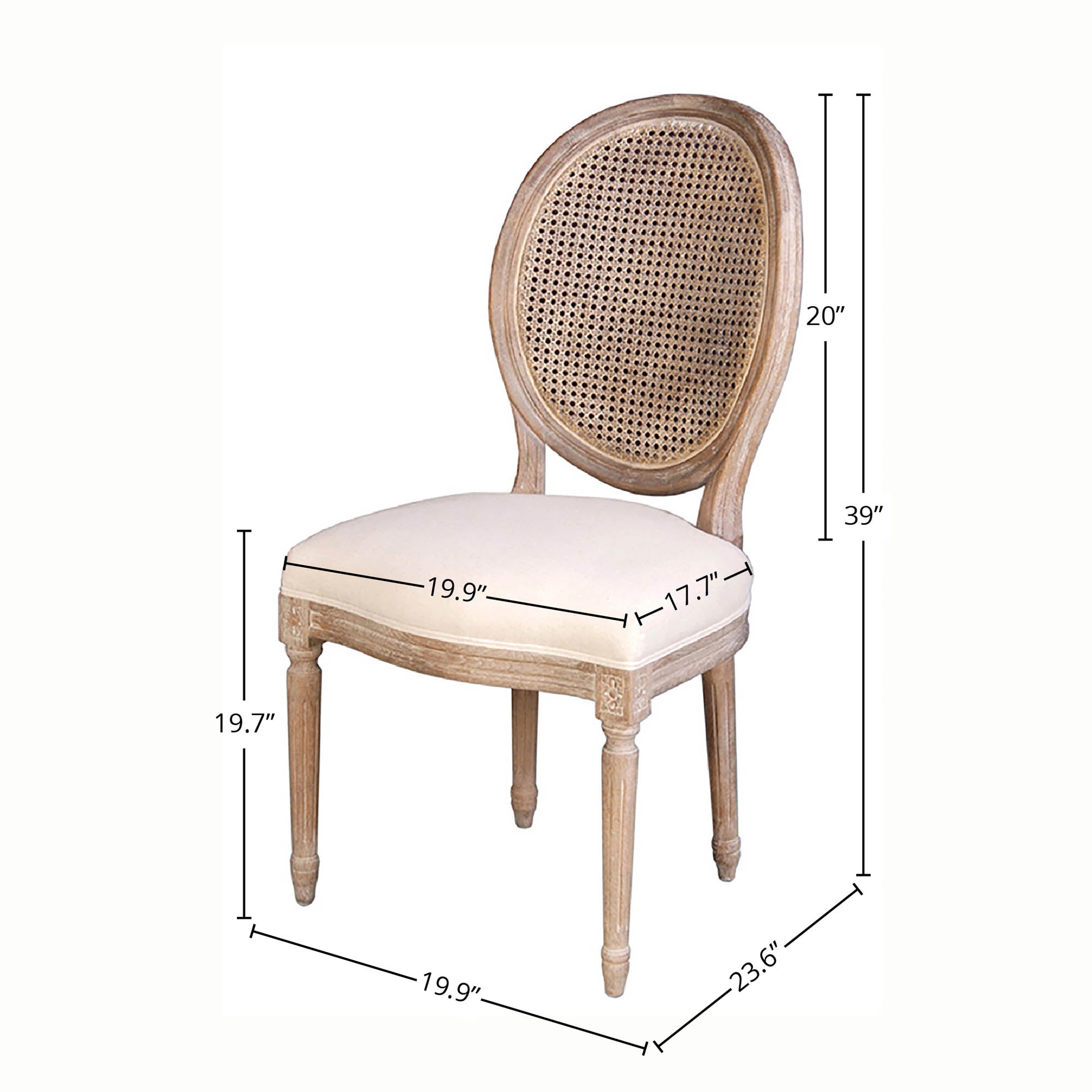 Napoleon Dining Chair W/ Cane Back - Antique Linen Set of 2