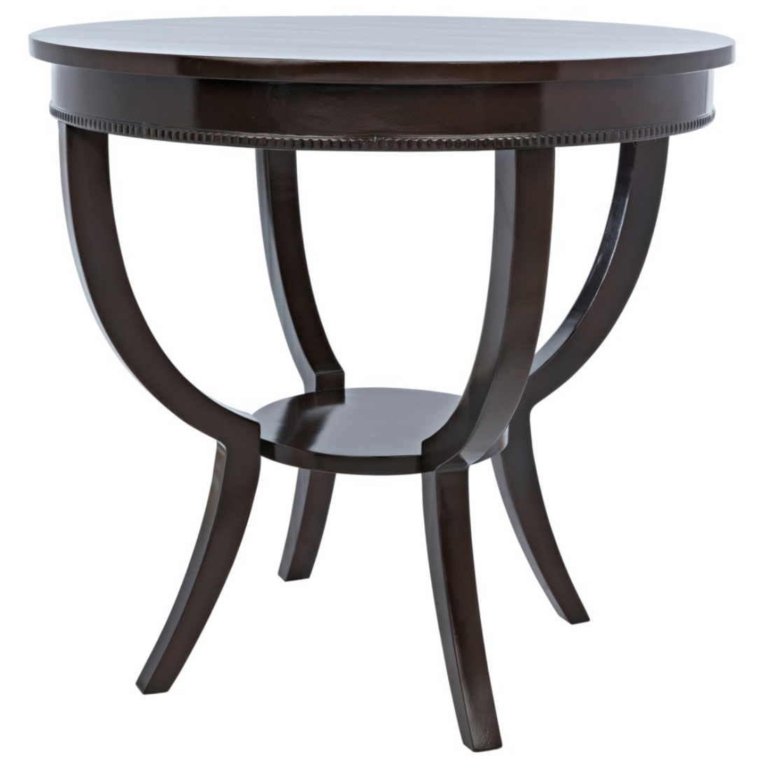 Scheffield Round End Table, Distressed Brown