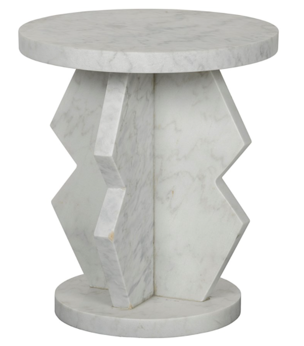 Belasco Side Table, White Marble