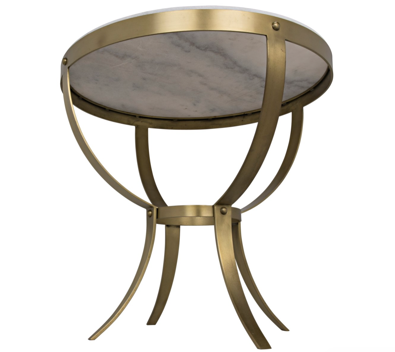 Byron Side Table, Antique Brass and Stone