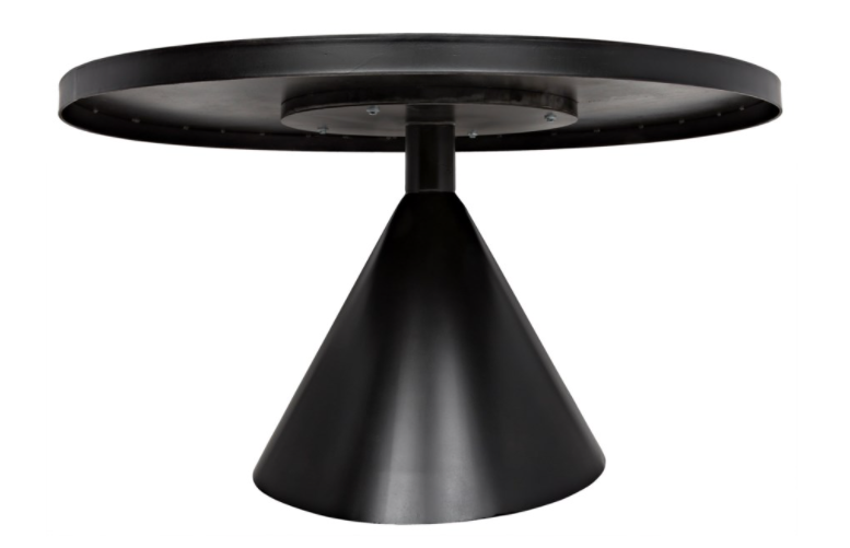 Cone Dining Table, Black Metal
