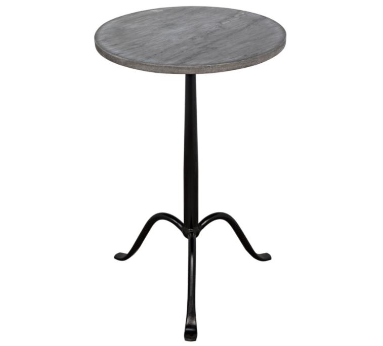 Cosmopolitan Side Table, Black Metal with Marble
