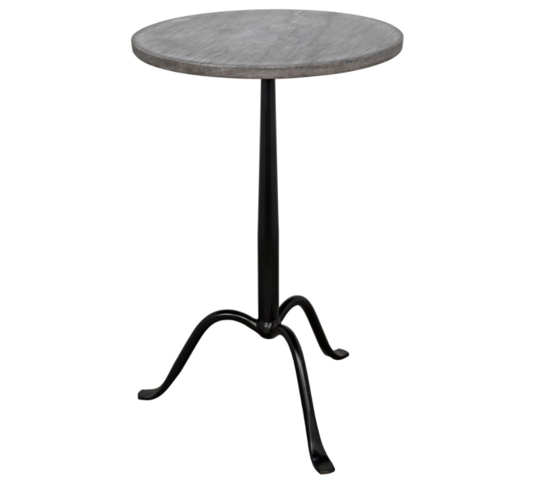 Cosmopolitan Side Table, Black Metal with Marble