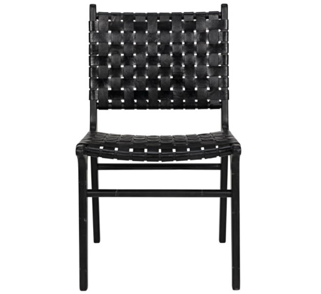 Dede Dining Chair, Leather, Black