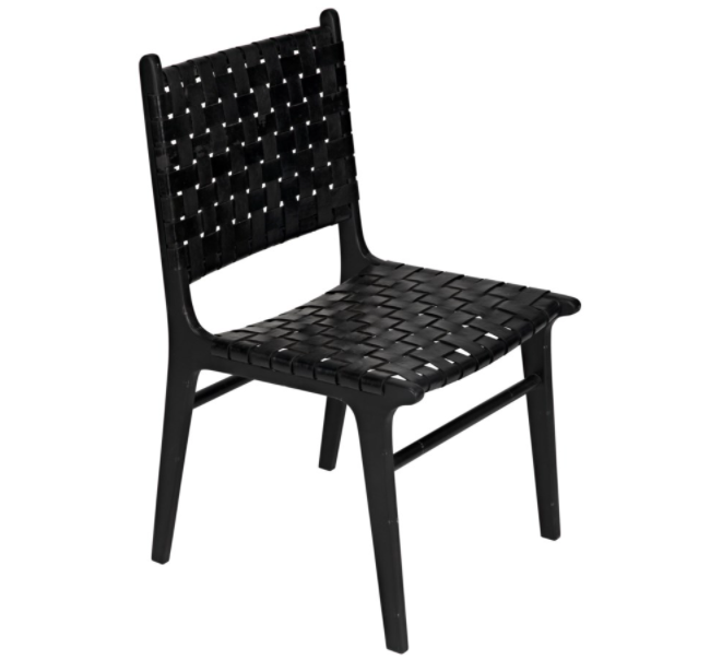 Dede Dining Chair, Leather, Black