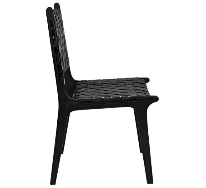 Dede Dining Chair, Leather, Black