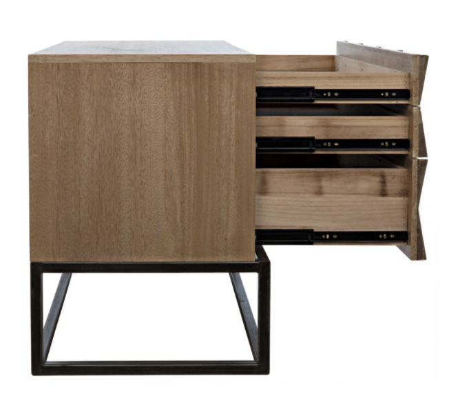 Draco Sideboard with Metal Stand, Washed Walnut