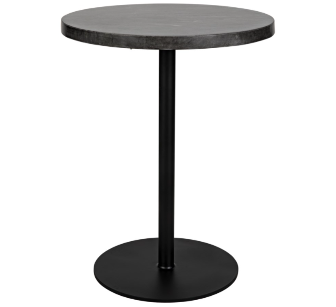 Ford Stone Top Side Table, Black Metal, Tall