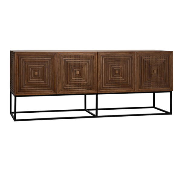 Lanon Sideboard with Metal Base, Dark Walnut