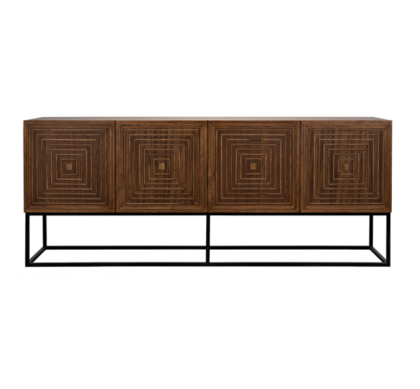 Lanon Sideboard with Metal Base, Dark Walnut