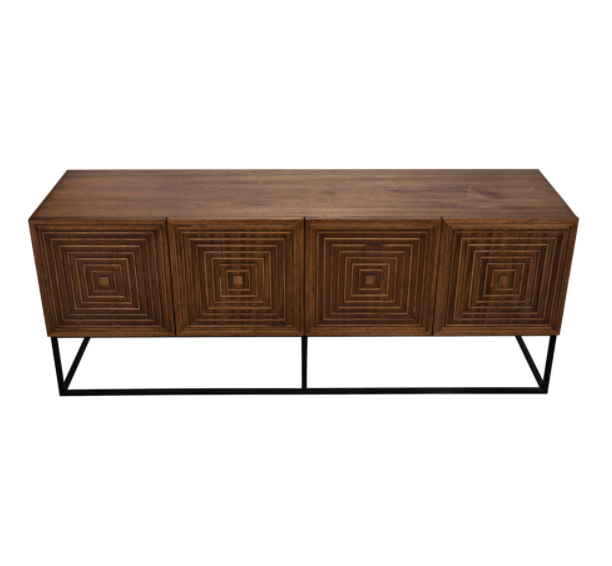 Lanon Sideboard with Metal Base, Dark Walnut