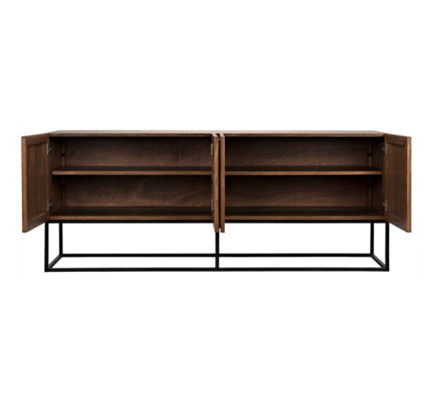 Lanon Sideboard with Metal Base, Dark Walnut