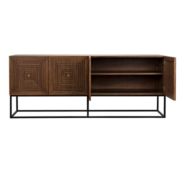 Lanon Sideboard with Metal Base, Dark Walnut