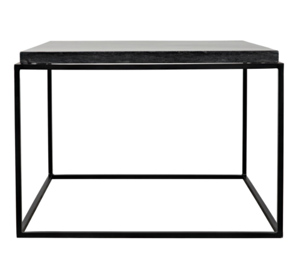 Lomax Coffee Table, Black Metal Finish with Black Stone