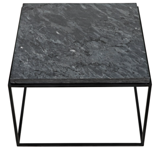 Lomax Coffee Table, Black Metal Finish with Black Stone