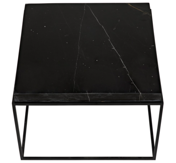 Lomax Coffee Table, Black Metal Finish with Black Stone