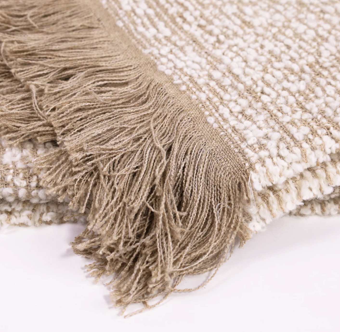 Uniq'uity Bubley Crochet Afgan with Fringe Organic Throw - 69 x 51