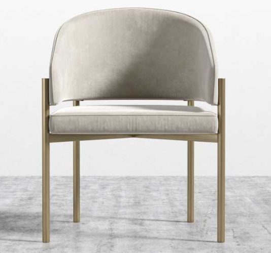 Solana Dining Chair, Antique Brushed Brass Base