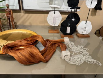 Contemporary Abstract Novelty Necklace with Beads and Crystals