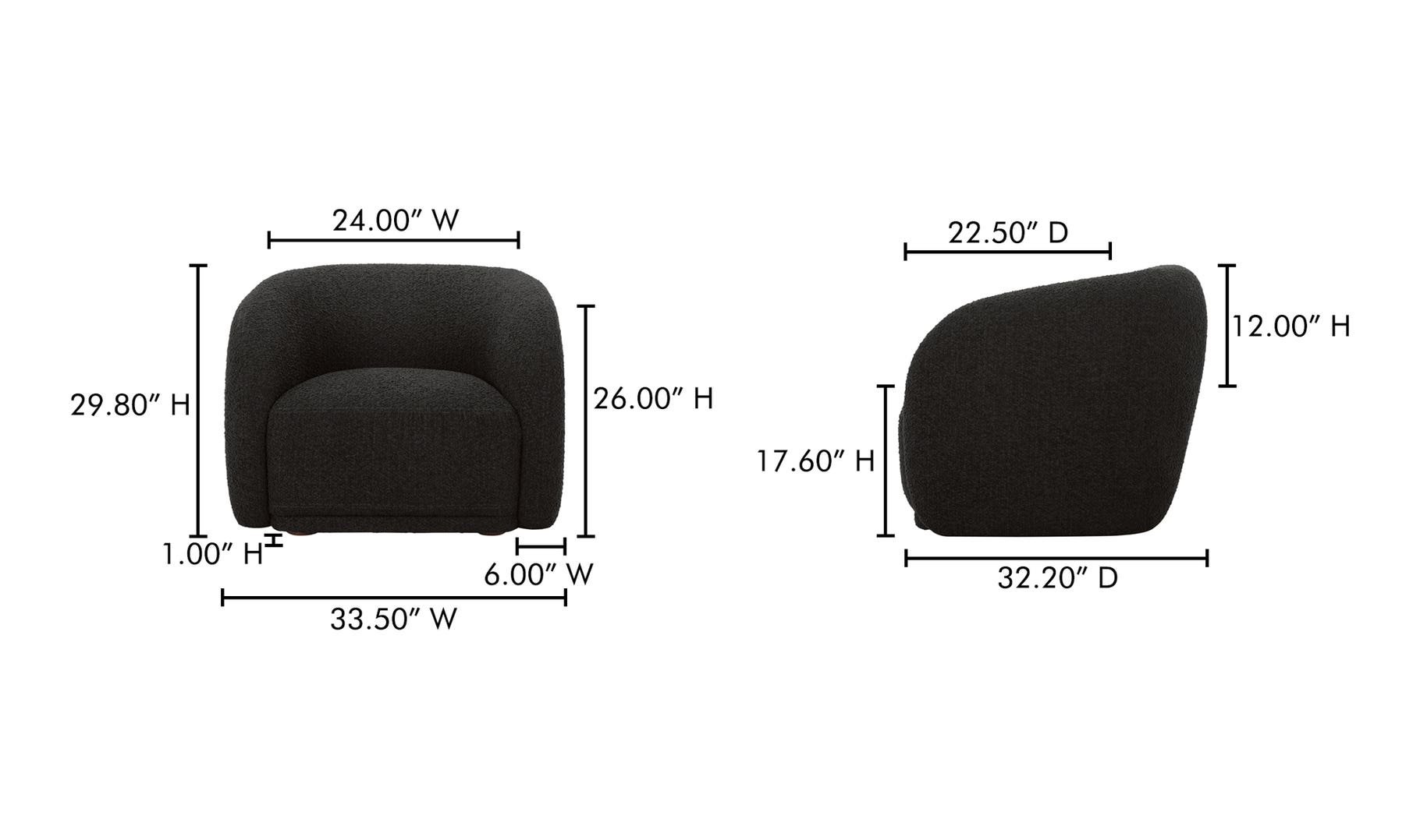 Faye Accent Chair, Black Boucle